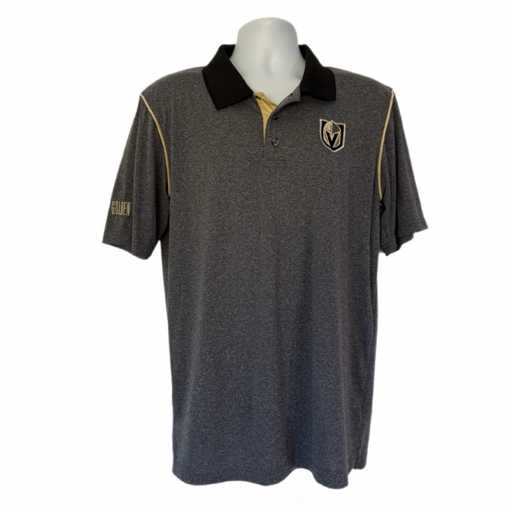 Vegas Golden Knights NHL Polo Shirt Men’s Large Gray Black Embroidered Logo